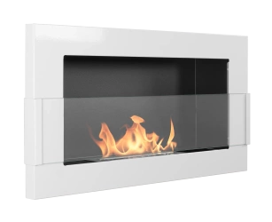 Biokominek wiszący z szybą  650x400 biały połysk