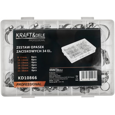 ZESTAW OPASEK ZACISKOWYCH ŚLIMAKOWYCH 34EL. KD10866