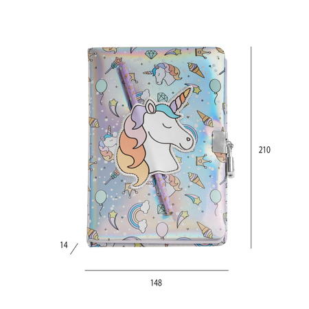 Pamiętnik holograficzny na kłódkę Miquelrius - Jednorożec