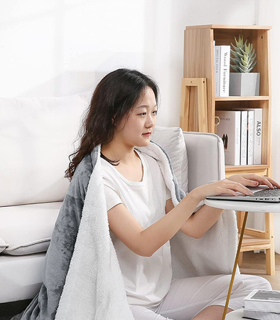 KOC ELEKTRYCZNY GRZEJĄCY 180 X 160 DUŻY MIĘKKI CIEPŁY SZARY Z PILOTEM DWUOSOBOWY Z TIMEREM