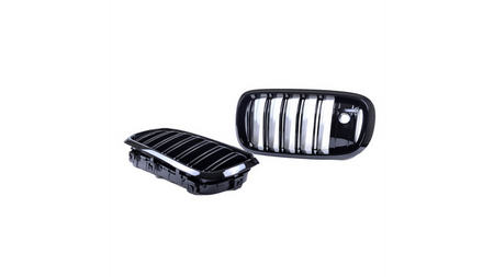 Grill sportowy podwójne żeberka Gloss Black Camera BMW X5 F15 F85 X6 F16 F86 2013-2018