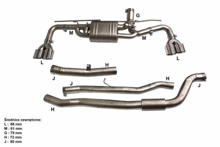 Aktywny układ wydechowy CatBack BMW G38 525/528/530/540 2.0T/3.0T 17+