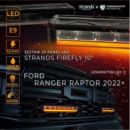 LED BAR Zestaw lamp oświetlenie LED w grill do FORD RANGER IV 2022-