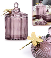 ORGANIZER NA BIŻUTERIĘ KOSMETYKI DROBIAZGI SZKLANY POJEMNIK Z POKRYWKĄ I OZDOBNĄ WAŻKĄ