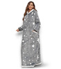 BLUZOKOC SZARY W GWIAZDKI PONCZO BLUZA Z KAPTUREM KIESZEŃ DŁUGI POLAR OVERSIZE 100% POLIESTER DLA MŁODZIEŻY DOROSŁYCH