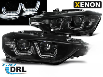 Reflektory ksenonowe lampy BMW F30 F31 U-LED czarne xenon