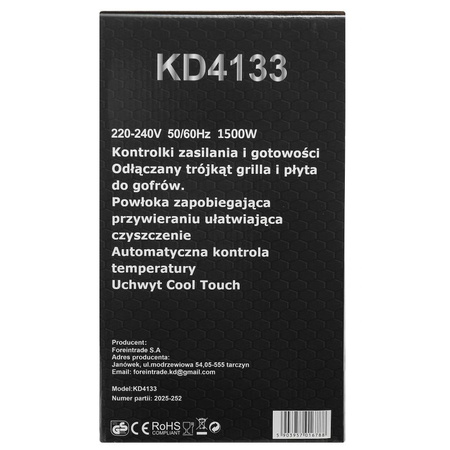 Opiekacz elektryczny z wymiennymi wkładami 1500W KD4133