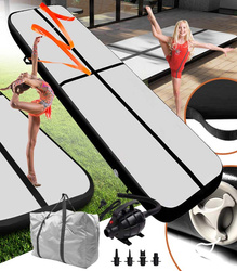 AIRTRACK 4 M CZARNY ŚCIEŻKA AKROBATYCZNA MATA GIMNASTYCZNA MATERAC DMUCHANY MOCNY POMPKA TORBA DO ĆWICZEŃ ZABAWY DLA DZIECI DOROSŁYCH