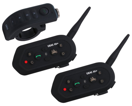 Interkom motocyklowy intercom E6 na 2 kaski + pilot