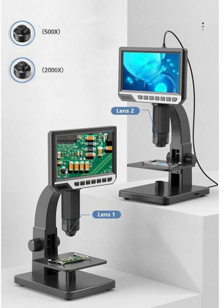 Mikroskop cyfrowy LCD 2000x + 10LED 1080P 12MPIX