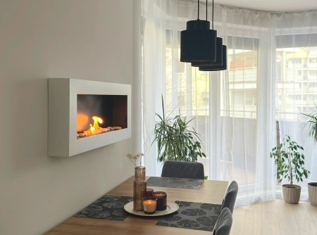 Biokominek wiszący 900x400 Box biały strukturalny mat