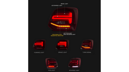 Zestaw Lamp Tylnych Dynamic LED Red Clear VW POLO V 2009-2014