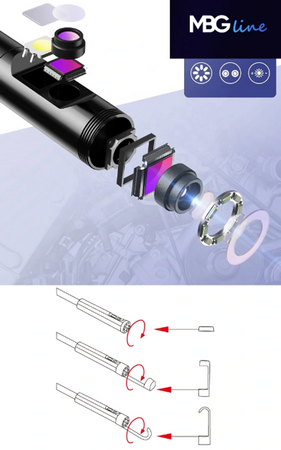Kamera inspekcyjna do endoskop 5M 9LED 2xFHD WIFI