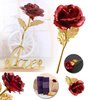 WIECZNA RÓŻA CZERWONA OZDOBNE PUDEŁKO NA PREZENT ZŁOTA ŁODYGA PODSTAWKA LOVE