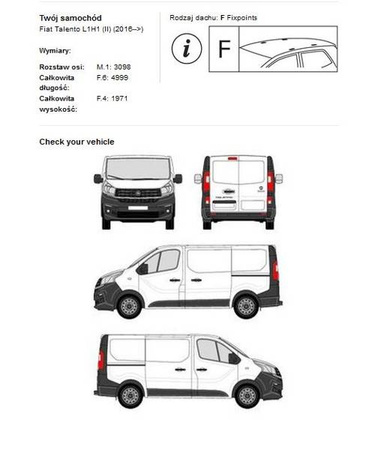 Platforma dachowa bagażowa bagażnik Fiat Talento L1H1