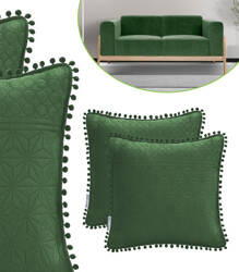 POSZEWKA DEKORACYJNA 2 SZT POKROWIEC OZDOBNY 45 X 45 CM TŁOCZONE WZORY I POMPONY