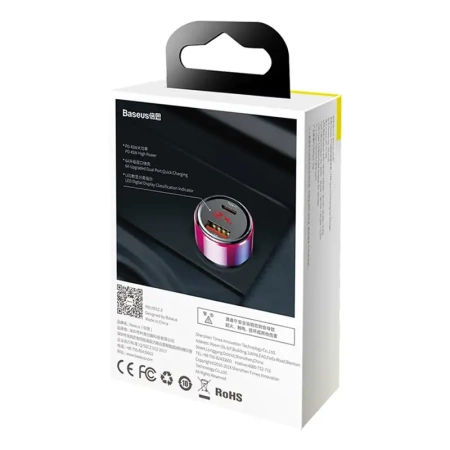Ładowarka samochodowa Baseus Magic USB + USB-C QC 4.0  PD 45W (czerwono-niebieska)