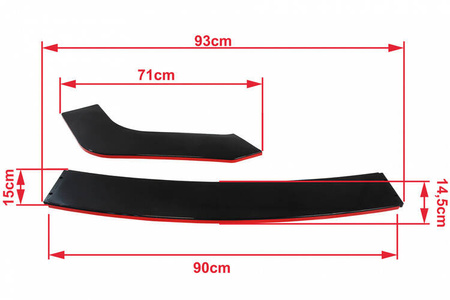 Uniwersalny splitter przedniego zderzaka gloss black