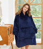 BLUZOKOC GRANATOWY PONCZO BLUZA Z KAPTUREM KIESZEŃ KANGUR POLAR OVERSIZE 100% POLIESTER DLA MŁODZIEŻY DOROSŁYCH