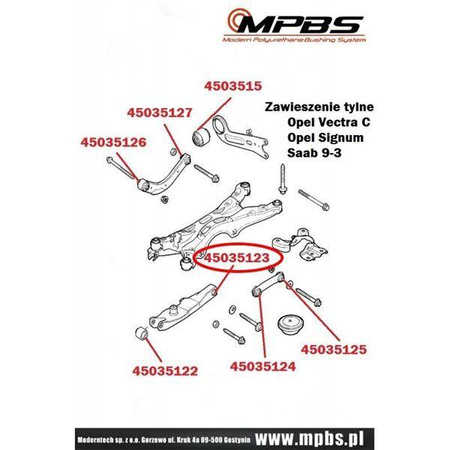 Tuleja wahacza tylnego poprzecznego-tylnego (wewnętrzna) - MPBS: 45035123