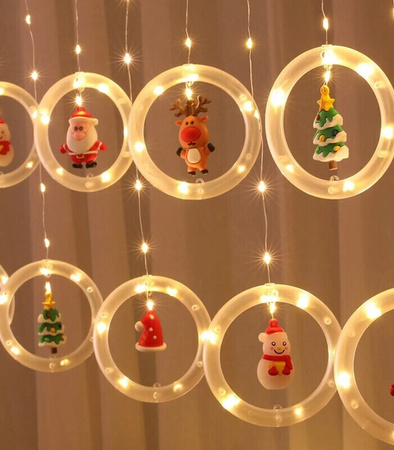 KURTYNA LED GIRLANDA NA OKNO FIGURKI ŚWIĄTECZNE DEKORACJA OKIENNA
