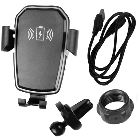 UCHWYT SAMOCHODOWY ŁADOWARKA INDUKCYJNA QI CZARNY