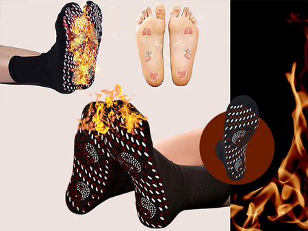 SKARPETY GRZEJĄCE CZARNE Z WYPUSTKAMI POBUDZAJĄCE KRĄŻENIE MASAŻ STÓP