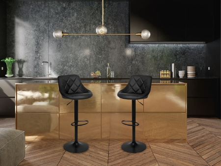 KRZESŁO BAROWE HOKER EKOSKÓRA NOWOCZESNE CZARNE REGULOWANE OBROTOWE KUCHNIA SALON