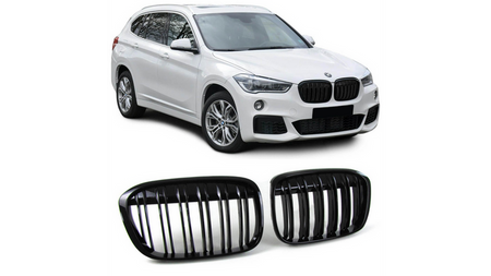Grill sportowy pojedyncze żeberka Gloss Black BMW X1 F48 przed liftem 2015-2019