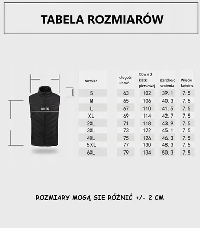 KAMIZELKA GRZEJĄCA NA USB 11 OBSZARÓW GRZANIA PODGRZEWANA LEKKA CIEPŁA KAMIZELKA UNISEX ROZMIARY