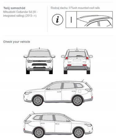 Bagażnik dachowy belki Mitsubishi Outlander III 5d