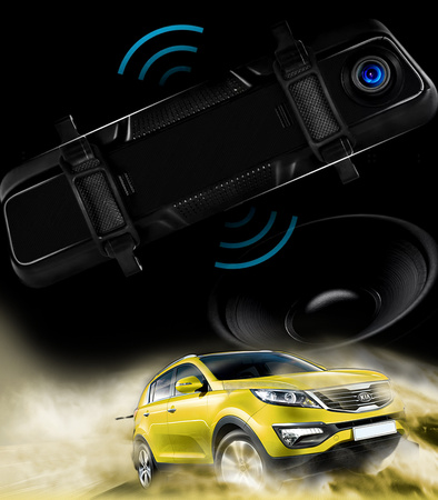 REJESTRATOR JAZDY HD LUSTERKO WIDEOREJESTRATOR KAMERA SAMOCHODOWA COFANIA WIDEO WIFI ROZDZIELCZOŚĆ 1080