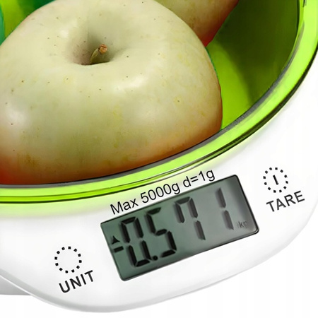 ELEKTORNICZNA WAGA KUCHENNA Z MISKĄ WYŚWIETLACZ LCD 5KG