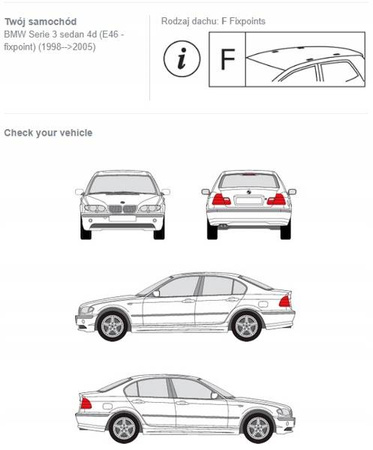 Bagażnik dachowy belki fuse BMW E46 sedan coupe