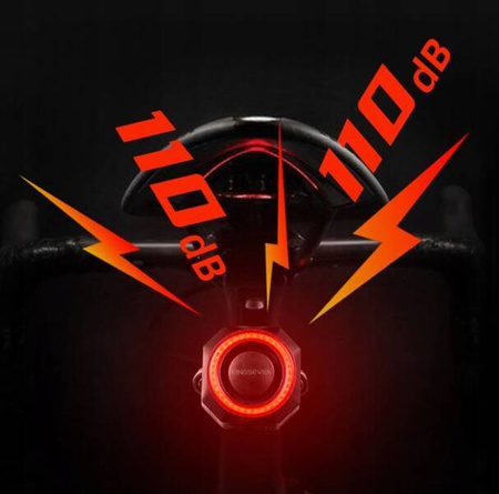 Alarm rowerowy antykradzieżowy lampka tył tylna rowerowa dzwonek pilot K7