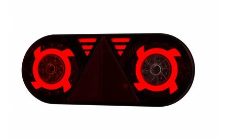 Lampa zespolona tylna z trójkątem odblask. HOR 105, STELLA, diodowa 12/24 V, lewa (6-funkcyjna, przewód okrągły 6x0,5 mm2, długość 2 m)