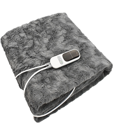 KOC ELEKTRYCZNY GRZEJĄCY Z PILOTEM PUSZYSTY MIĘKKI DUŻY 180 X 160 SZARY 9 TRYBÓW GRZANIA DWUOSOBOWY Z TIMEREM