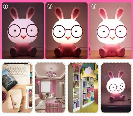 LAMPKA NOCNA DLA DZIECI KRÓLIK LED 3 TRYBY ŚWIECENIA LAMPKA BIURKOWA