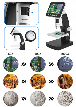 Mikroskop cyfrowy 1000x wyświetlacz LCD IPS 1080P