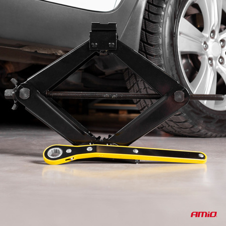 Podnośnik trapezowy 2T 2000 kg z kluczem grzechotką + rękawiczki robocze AMIO-02479