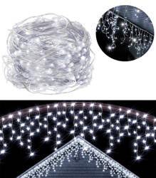 LAMPKI ZEWNĘTRZNE SOPLE 500 LED ZIMNA BIEL 20M EFEKT FLASH KURTYNA GIRLANDA OŚWIETLENIE ŚWIĄTECZNE