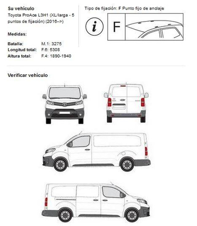 Platforma dachowa bagażowa Toyota ProAce II LONG