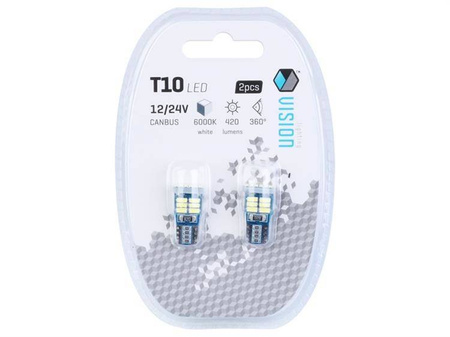 Żarówka VISION W5W (T10) 12V 18x 4014 SMD LED, nonpolar, CANBUS, biała, 2 szt.