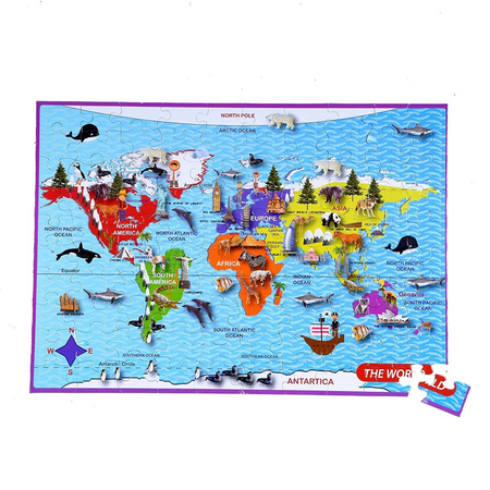 Puzzle w metalowej kuli The Purple Cow - Mapa Świata 100 el.