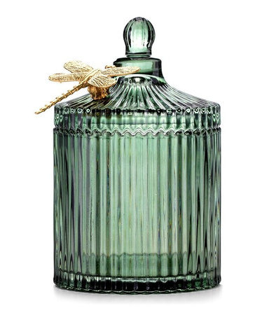 ORGANIZER NA BIŻUTERIĘ KOSMETYKI DROBIAZGI SZKLANY POJEMNIK Z POKRYWKĄ I OZDOBNĄ WAŻKĄ