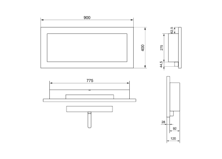 Biokominek 900x400 Czarny Strukturalny