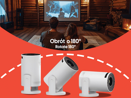 PROJEKTOR MINI FULL HD RZUTNIK KINO DOMOWE PRZENOŚNE OBROTOWE PILOT DO FILMÓW SERIALI ROZRYWEK