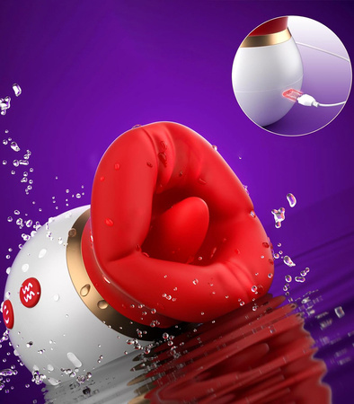 MASAŻER EROTYCZNY USTA Z JĘZYKIEM WIBRATOR MASTURBATOR 3 POZIOMY SSANIA 10 RODZAJÓW WIBRACJI WODOODPORNY