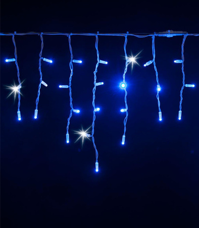 LAMPKI ZEWNĘTRZNE SOPLE 300 LED NIEBIESKIE 12M EFEKT FLASH KURTYNA GIRLANDA OŚWIETLENIE ŚWIĄTECZNE