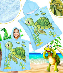 PONCZO PLAŻOWE DLA DZIECI Z KAPTUREM 60 X 90 CM RĘCZNIK KĄPIELOWY BASENOWY PLAŻOWY Z MIKROFIBRY